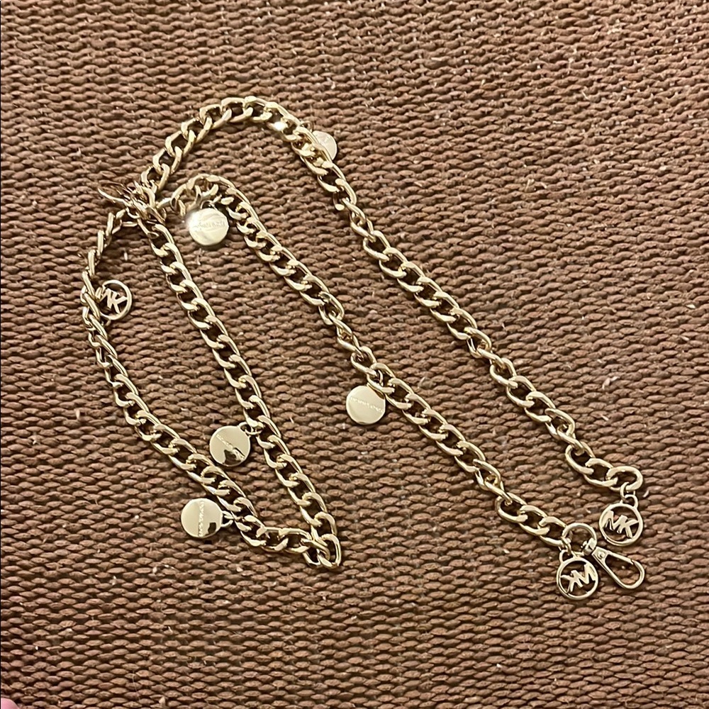 Michael Kors Gold Chain Belt with Logo Charms